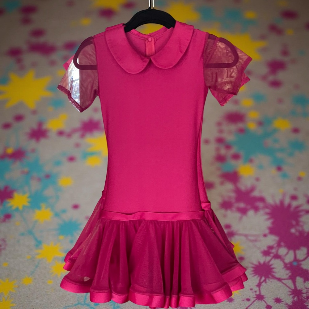 Pink Short Sleeve Dress with Sheer Details